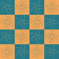 motif. modèle sans couture avec l'image de fleurs disposées en carrés de bleu et d'orange. motif géométrique pour l'impression et l'emballage cadeau. vecteur