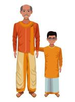 personnages de dessins animés de famille indienne vecteur