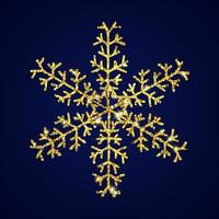 flocon de neige de paillettes d'or sur fond bleu foncé. éléments de décoration de noël et du nouvel an. illustration vectorielle. vecteur