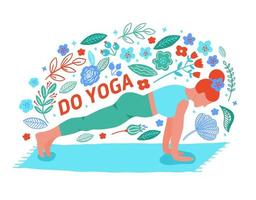 femme exerçant yoga vecteur