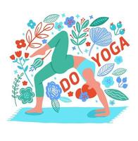 femme exerçant yoga vecteur