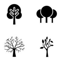 ensemble d'icônes de glyphe d'arbres forestiers vecteur