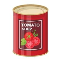 boîte de soupe à la tomate vecteur
