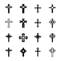 ensemble d'icônes de glyphe de croix chrétienne vecteur