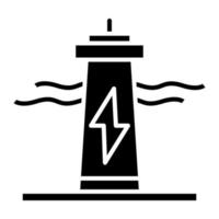 icône de glyphe d'énergie marémotrice vecteur