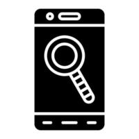 icône de glyphe de recherche mobile vecteur