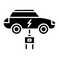 icône de glyphe de voiture électrique vecteur