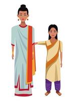 personnages de dessins animés de famille indienne vecteur