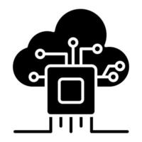 icône de glyphe d'architecture basée sur le cloud vecteur