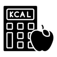 icône de glyphe de calculateur de calories vecteur