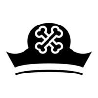 icône de glyphe de chapeau de pirate vecteur