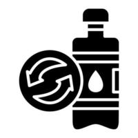 icône de glyphe de bouteille réutilisable vecteur