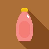icône de bouteille de crème rose, style plat vecteur