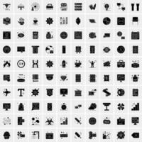 ensemble de 100 icônes de glyphes solides d'affaires vecteur