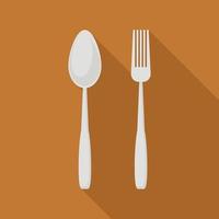 icône cuillère et fourchette, style plat vecteur