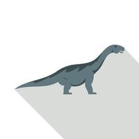 icône de dinosaure titanosaurus gris, style plat vecteur