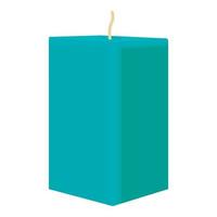 icône de bougie rectangulaire turquoise, style cartoon vecteur