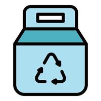 sac recyclable, icône, couleur, contour, vecteur