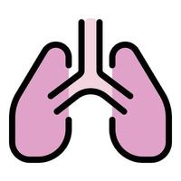 vecteur de contour de couleur icône poumons humains