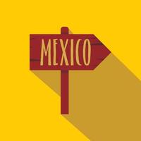 mexique bois direction flèche signe icône style plat vecteur