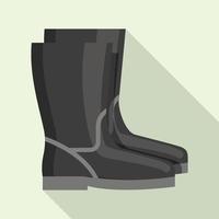 icône de bottes de soudeur en caoutchouc noir, style plat vecteur