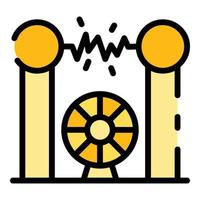 vecteur de contour de couleur d'icône de tour de décharge électrique