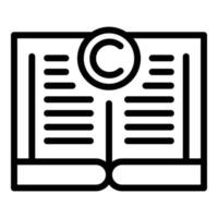 vecteur de contour d'icône de copyright de livre. droit des brevets