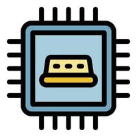 vecteur de contour de couleur d'icône de processeur de taxi intelligent