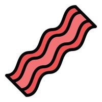 bacon croustillant icône vecteur de contour de couleur