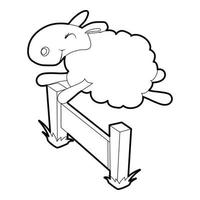 mouton sautant par-dessus l'icône de la barrière, style de contour vecteur