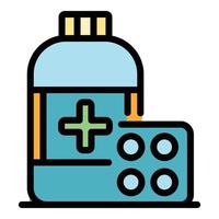 vecteur de contour de couleur de l'icône de médicaments de médecine