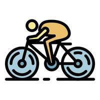 cyclisme, perte poids, icône, couleur, contour, vecteur