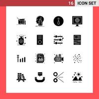 pack de 16 signes et symboles de glyphes solides modernes pour les supports d'impression Web tels que les informations sur les nouvelles de la connaissance de la télévision culinaire éléments de conception vectoriels modifiables vecteur