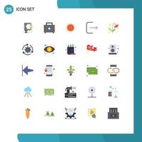 pack de 25 signes et symboles de couleurs plates modernes pour les supports d'impression Web tels que les moyens multimédias dépenses de remise en forme finances éléments de conception vectoriels modifiables vecteur