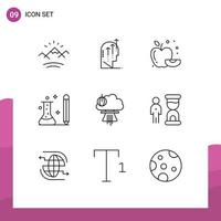 aperçu de l'interface mobile ensemble de 9 pictogrammes de bombe apprentissage esprit connaissances éducation éléments de conception vectoriels modifiables vecteur