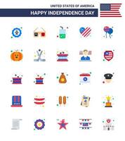 pack plat de 25 symboles de la fête de l'indépendance des états-unis de bloon coeur drapeau des états-unis cola modifiables éléments de conception vectorielle de la journée des états-unis vecteur