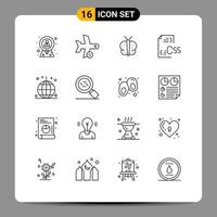 16 concept de contour pour les sites Web développement mobile et d'applications css transport codage éléments de conception vectoriels modifiables de pâques vecteur