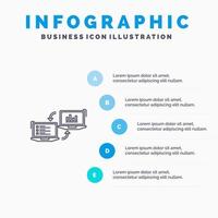 icône de ligne d'informations de données de connexion de finisseurs d'affaires d'échange avec fond d'infographie de présentation en 5 étapes vecteur