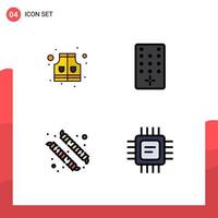 4 couleurs plates vectorielles thématiques remplies et symboles modifiables des dispositifs de camping de contrôle de puce de veste éléments de conception vectoriels modifiables vecteur