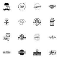 bonne fête des pères salutation main lettrage badges 16 noir faute de frappe isolé sur blanc typographie modèle de conception pour affiche bannière carte cadeau t shirt impression étiquette autocollant rétro vintage style vecteur je