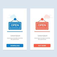 panneau d'affichage ouvert hôtel bleu et rouge téléchargez et achetez maintenant le modèle de carte de widget web vecteur