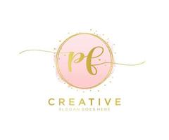 initiale pf logo féminin. utilisable pour les logos nature, salon, spa, cosmétique et beauté. élément de modèle de conception de logo vectoriel plat.