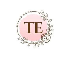 initial te logo féminin. utilisable pour les logos nature, salon, spa, cosmétique et beauté. élément de modèle de conception de logo vectoriel plat.