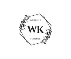 logo féminin wk initial. utilisable pour les logos nature, salon, spa, cosmétique et beauté. élément de modèle de conception de logo vectoriel plat.