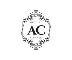 ac initiales lettre mariage monogramme logos collection, modèles minimalistes et floraux modernes dessinés à la main pour cartes d'invitation, réservez la date, identité élégante pour restaurant, boutique, café en image vectorielle vecteur