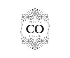 co initiales lettre mariage monogramme logos collection, modèles minimalistes et floraux modernes dessinés à la main pour cartes d'invitation, réservez la date, identité élégante pour restaurant, boutique, café en image vectorielle vecteur