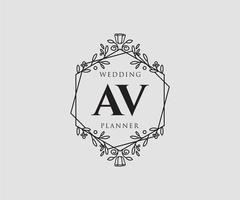 av initiales lettre mariage monogramme logos collection, modèles minimalistes et floraux modernes dessinés à la main pour cartes d'invitation, réservez la date, identité élégante pour restaurant, boutique, café en image vectorielle vecteur