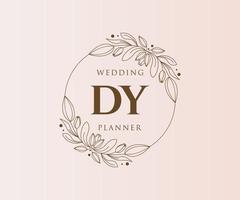 dy initiales lettre mariage monogramme logos collection, modèles minimalistes et floraux modernes dessinés à la main pour cartes d'invitation, réservez la date, identité élégante pour restaurant, boutique, café en image vectorielle vecteur