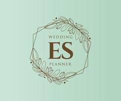 es initiales lettre collection de logos de monogramme de mariage, modèles minimalistes et floraux modernes dessinés à la main pour cartes d'invitation, réservez la date, identité élégante pour restaurant, boutique, café en image vectorielle vecteur