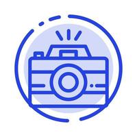 caméra image photo photographie bleu pointillé ligne icône vecteur